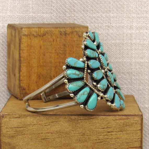 Beautiful Nickel Silver and Block Turquoise Clust… - image 3