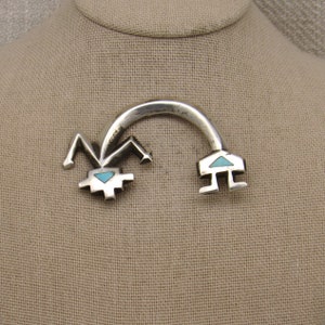 Southwest Sterling Silver and Turquoise Rainbow Yei Pin +
