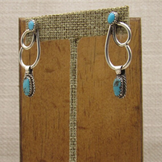 Dangling Sterling Silver Turquoise Post Earrings + - image 3