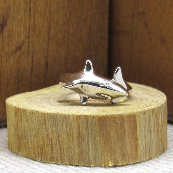 Sterling Silver Shark Ring Size 6 +