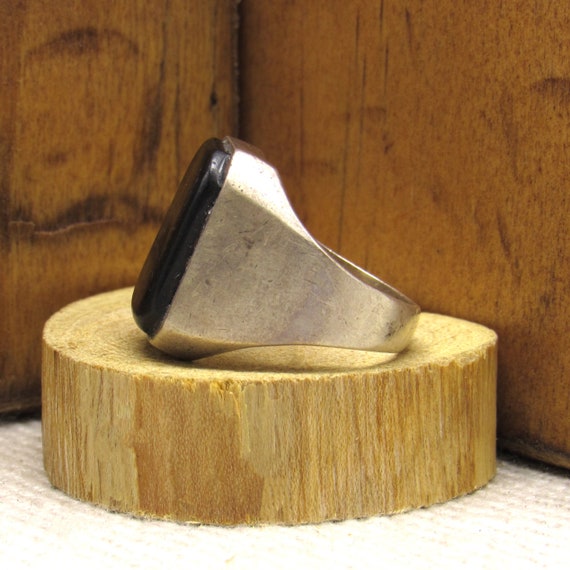 Black Rectangular Sterling Silver Ring Size 7 1/2… - image 3