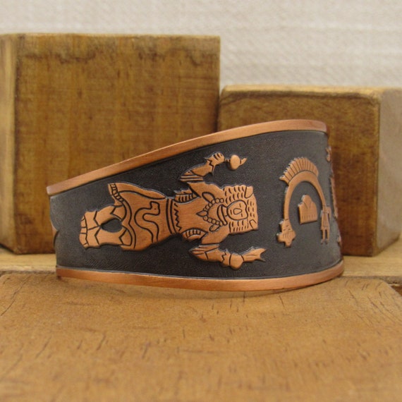 Copper Cuff Bracelet with Buffalo Dancer and Rain… - image 2