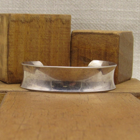 Sterling Silver Concave Cuff Bracelet + - image 1