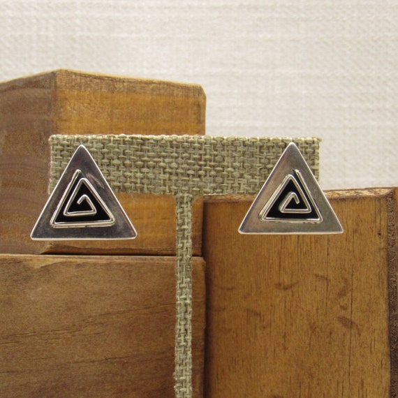 Sterling Silver Triangular Post Earrings from Mex… - image 1