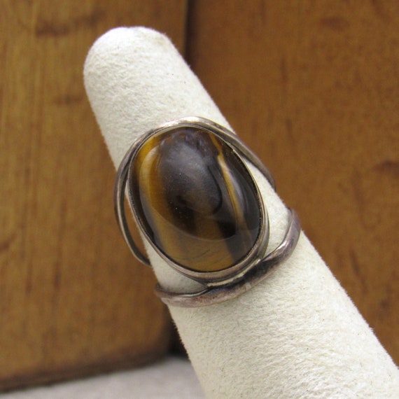 Sterling Silver and Tigereye Ring  Size 6 1/4 + - image 5