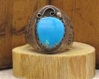 Sterling Silver and Turquoise Ring from Mexico Size 11 3/4 +