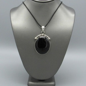 Elegant Sterling Silver Black Onyx Pendant Necklace image 1