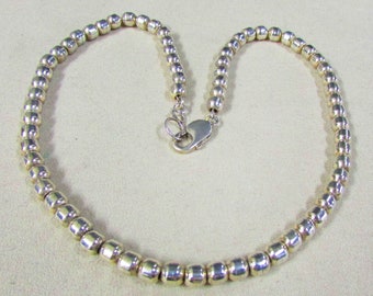 Sterling Silver 6mm Tube Bead Necklace 17 1/2" Length +
