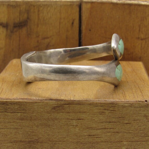 Sterling Silver and Turquoise Hinged  Bangle Brac… - image 2