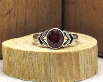 Sterling Silver and Garnet Ring Size 6 1/4 +