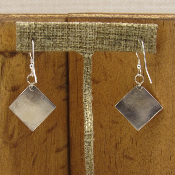 Sterling Silver Diamond Shape Dangle Wire Earring… - image 4