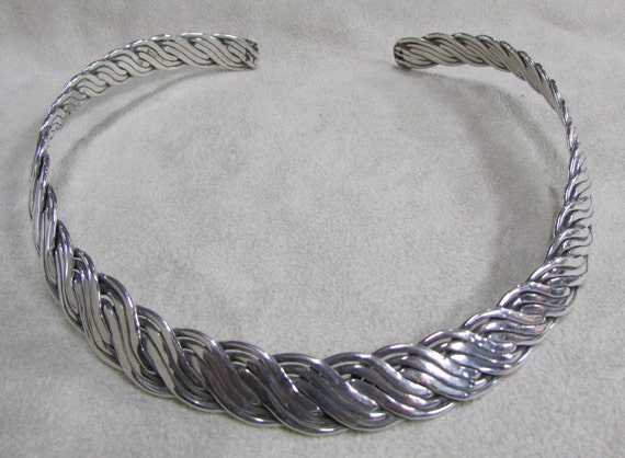 Braided Sterling Silver Collar Necklace + - image 1