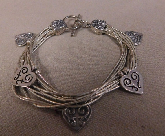 Liquid Sterling Silver and Heart Toggle Bracelet + - image 1