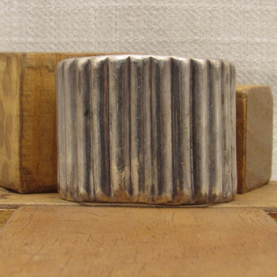 Sterling Silver Vertically Ribbed Cuff Bracelet f… - image 1