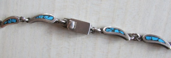 Mexican Sterling Silver Necklace with Turquoise a… - image 5