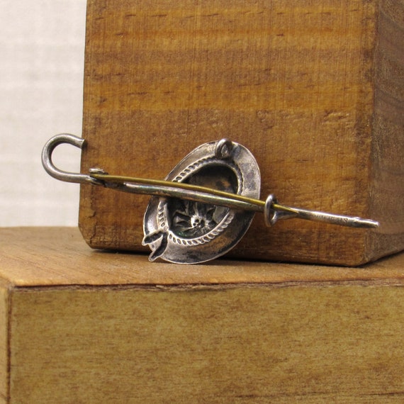 Unique Sterling Silver Hat and Cane Vintage Brooc… - image 4