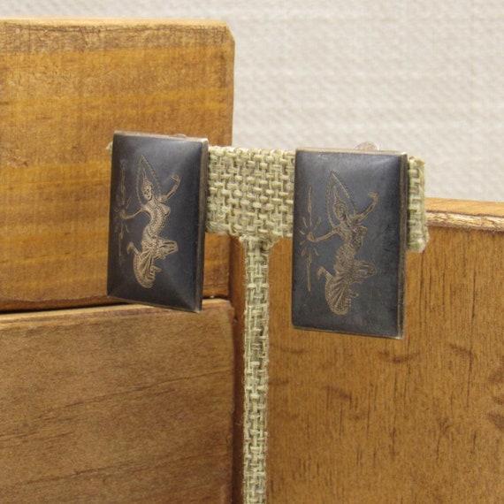 Large Rectangular Siam Sterling Silver Niello Cli… - image 3