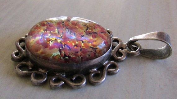 Sterling Silver and Pretty Pink Glass Pendant fro… - image 2