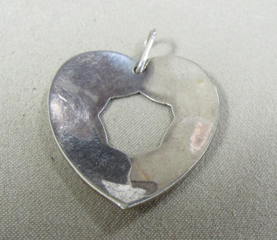 Sterling Silver and Brass Overlay Heart Pendant + - image 4