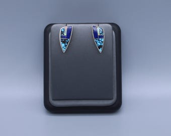 Ervin Hoskie Sterling Silver Multi-Stone Inlay Post Earrings