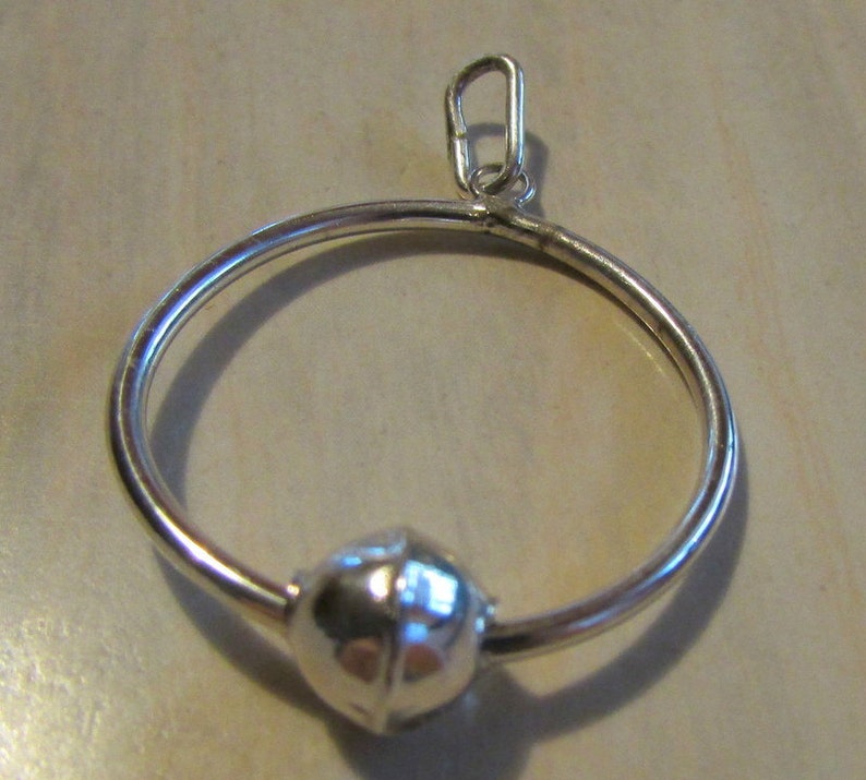 Sterling Silver Hoop and Bead Pendant image 1