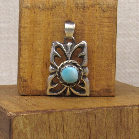 Sterling Silver and Turquoise Sand Cast Pendant