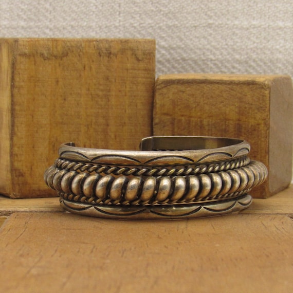 Sterling Silver Navajo Tahe Cuff Bracelet + - image 2
