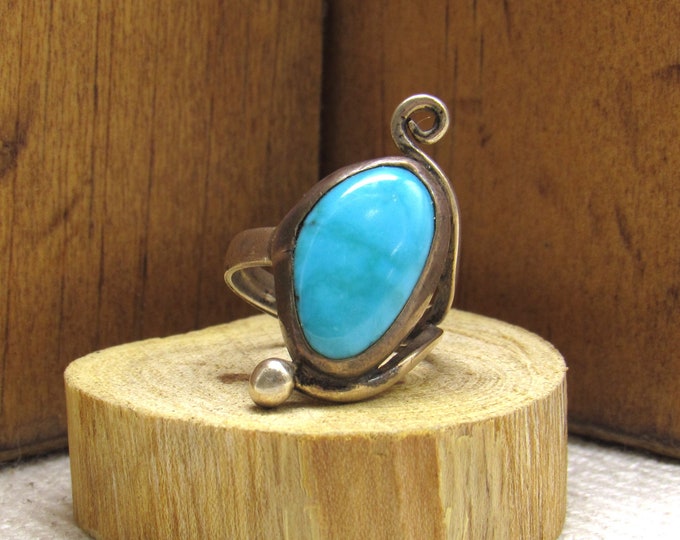 Sterling Silver and Turquoise Ring Size 6 1/4 + - Etsy
