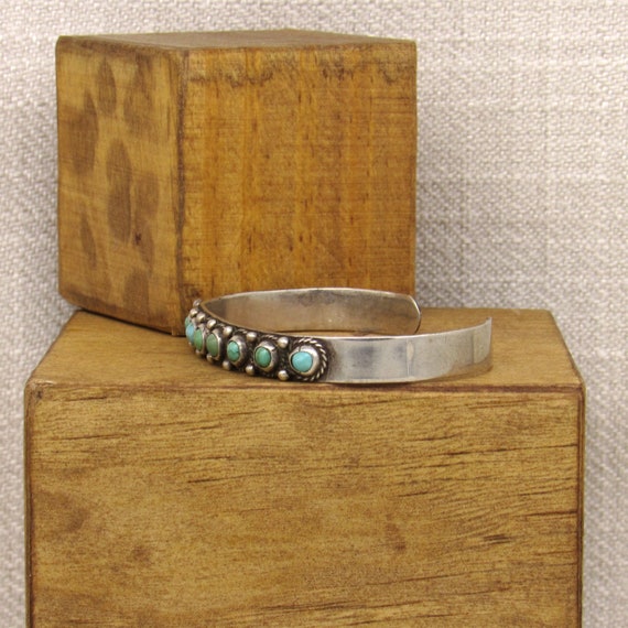 Sterling Silver and Turquoise Row Bracelet from M… - image 3