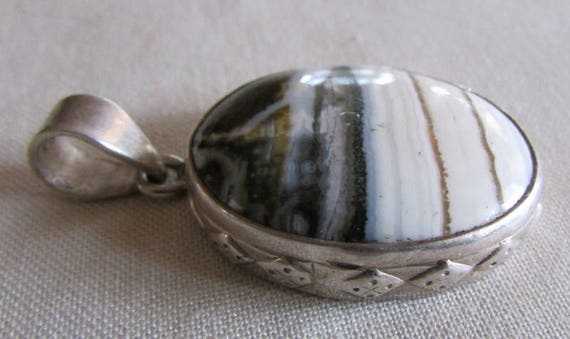 Sterling Silver and Agate Pendant + - image 1