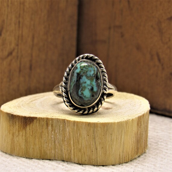 Sterling Silver and Turquoise Ring Size 5 1/4 + - image 1