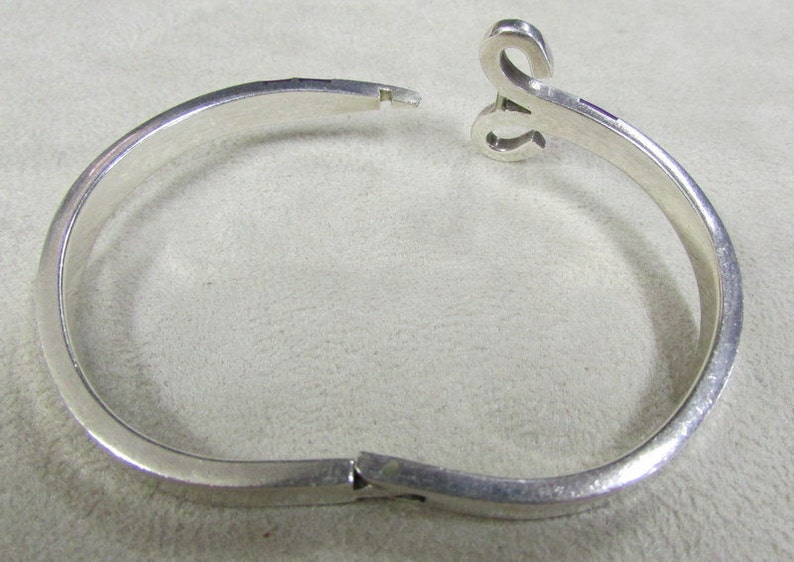 Sterling Silver and Purple Stone Hinged Bangle Bracelet from  Mexico