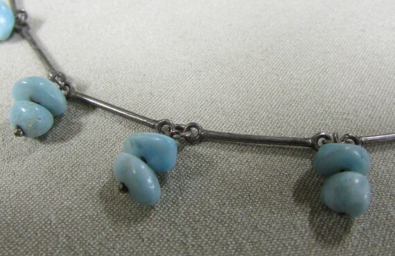 Sterling Silver and Larimar Nugget Necklace + - image 2