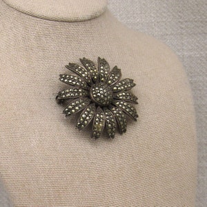Sterling Silver and Marcasite Daisy Pin image 2