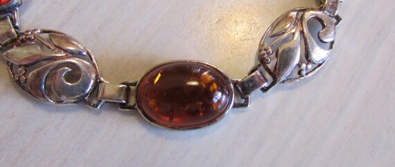 Sterling Silver and Amber Link Bracelet + - image 2