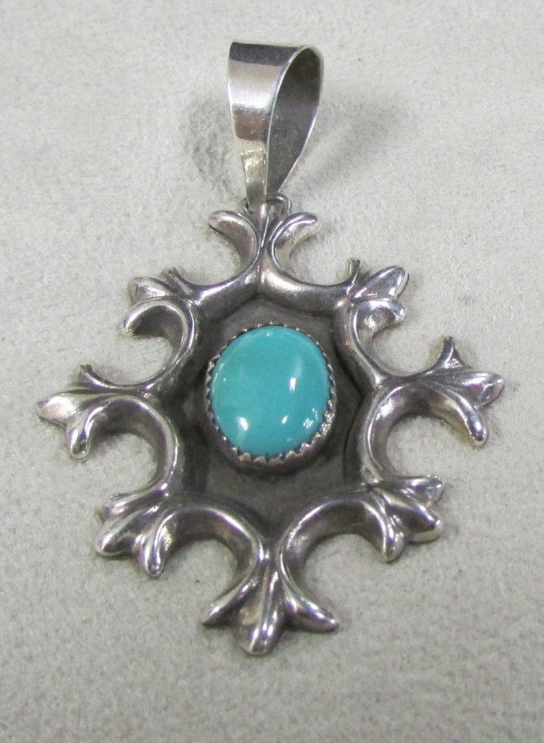 Cast Sterling Silver and Turquoise Pendant By Shane