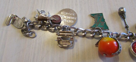 Vintage Sterling Silver Charm Bracelet  with 13 c… - image 3