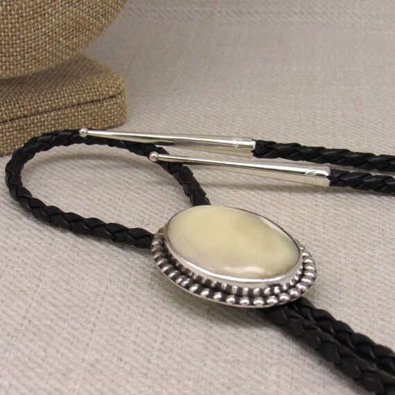 Sterling Silver Mother of Pearl Bolo Tie - image 2