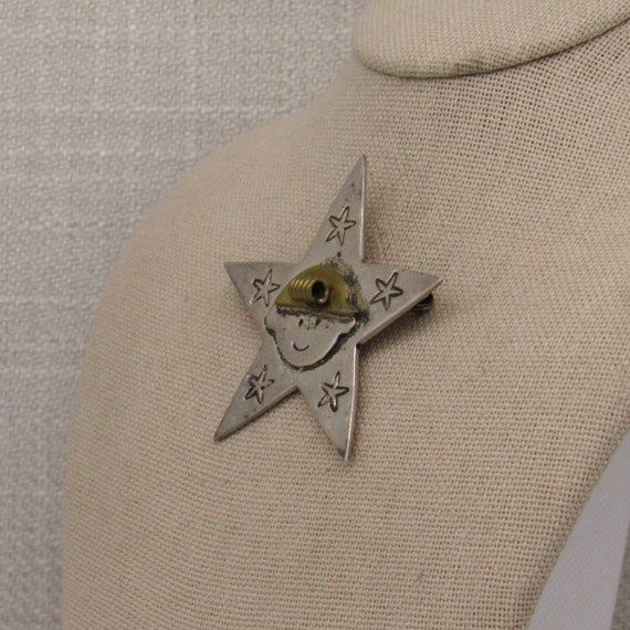 Very Unique Sterling Silver Vintage Star Pin + - image 3