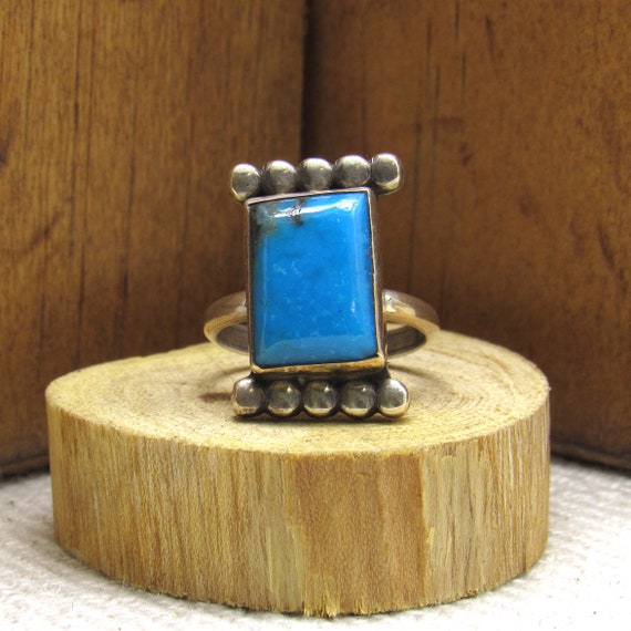 Sterling Silver and Turquoise Ring Size 6 1/4 + - image 1