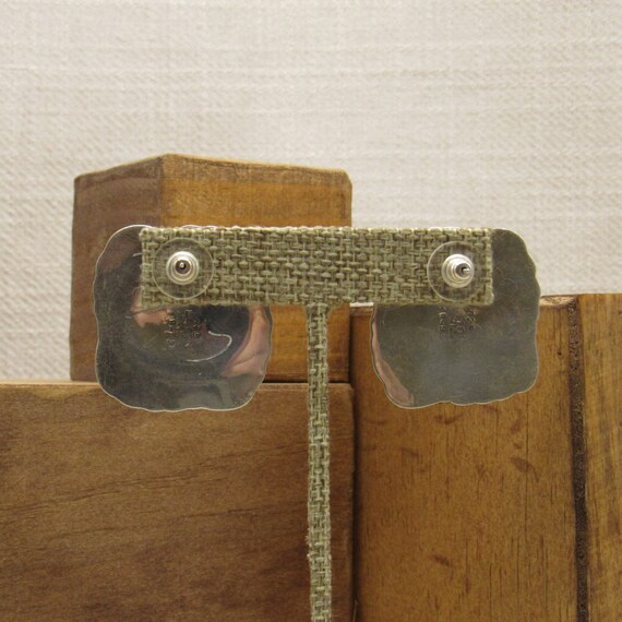 Large Puffed Textured Rectangle Post Earrings Fro… - image 4