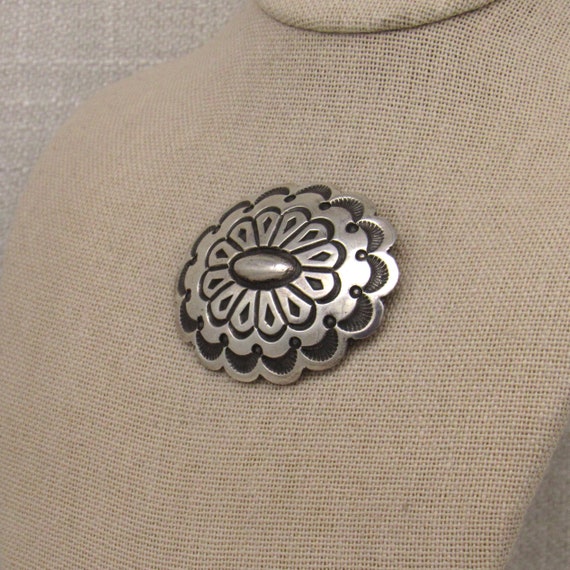 Southwest Sterling Silver Concho Pin + - image 3