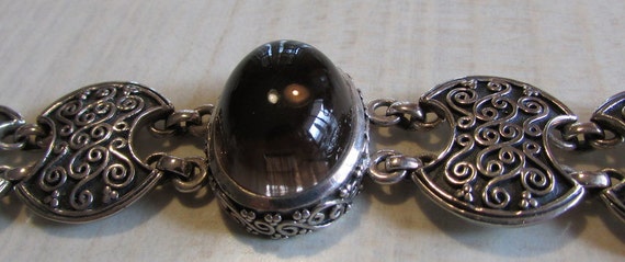 Sterling Silver Scroll Design with Quartz Stone L… - image 1