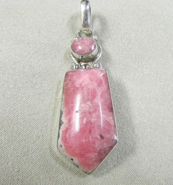 Sterling Silver and Rhodochrosite Pendant + - image 3