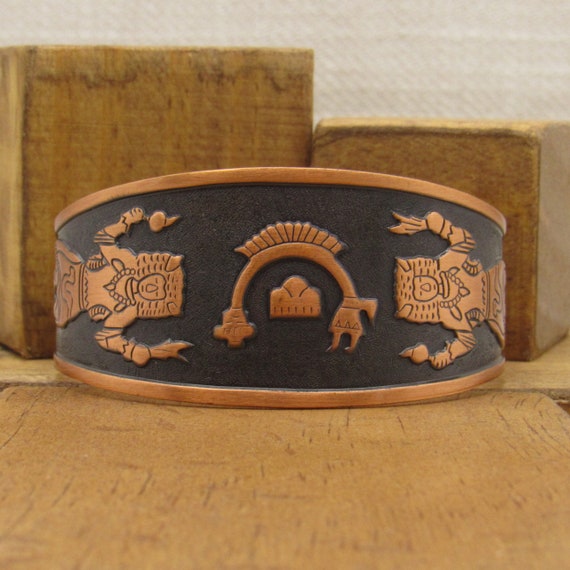 Copper Cuff Bracelet with Buffalo Dancer and Rain… - image 1