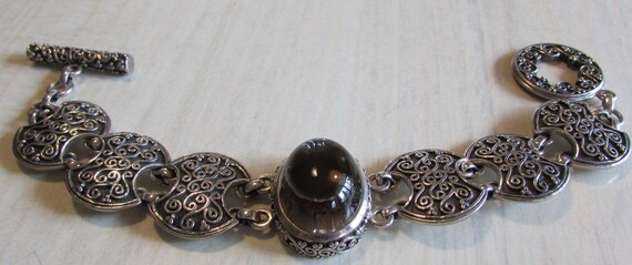 Sterling Silver Scroll Design with Quartz Stone L… - image 2