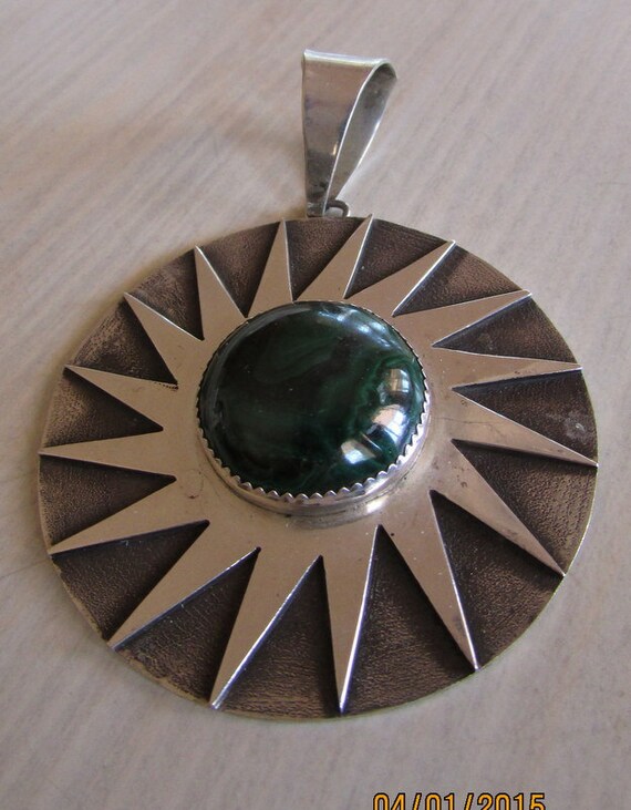 Malachite and Sterling Silver Handmade Pendant + - image 2