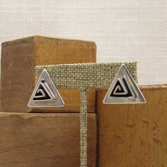 Sterling Silver Triangular Post Earrings from Mex… - image 3