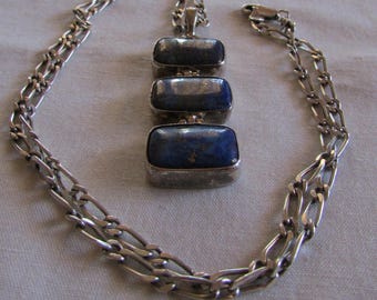 Sterling Silver and Lapis Necklace +