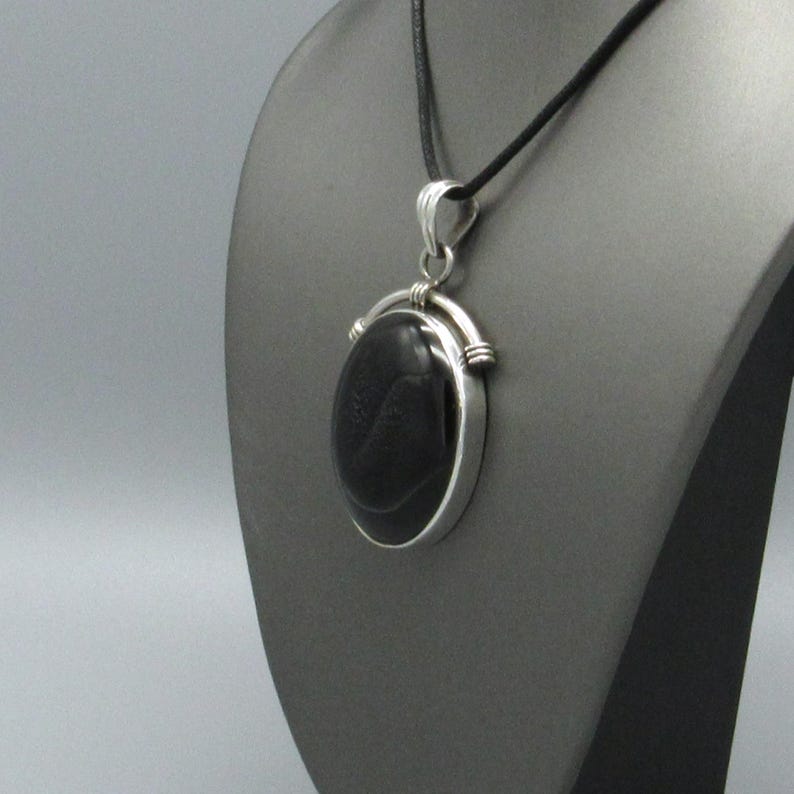 Elegant Sterling Silver Black Onyx Pendant Necklace image 3